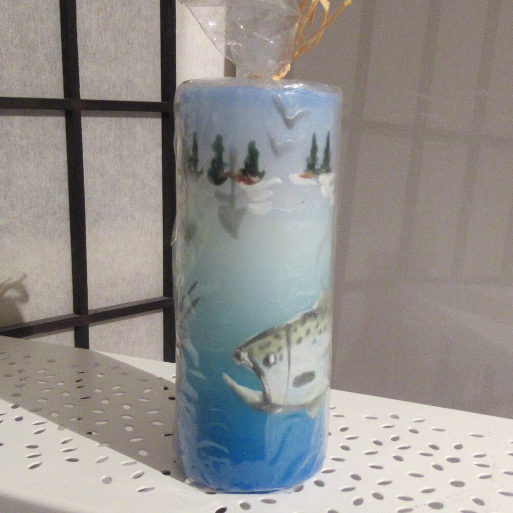 It's a Fishy Life, Candle, Hand Painted, Original, Helen Radok, Nature, Art